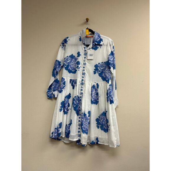 OLIPHANT Long Sleeve Shirt Dress Mini Portofino Blue Size XS NWT - Picture 4 of 6